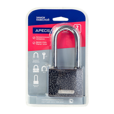 В упаковке - Замок навесной Apecs PD-01-63-L-Blister