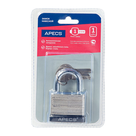 В упаковке - Замок навесной Apecs PDS-65-40
