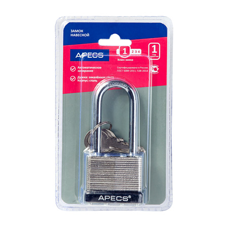 В упаковке - Замок навесной Apecs PDS-65-40-L