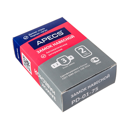 В упаковке - Замок навесной Apecs PD-01-75