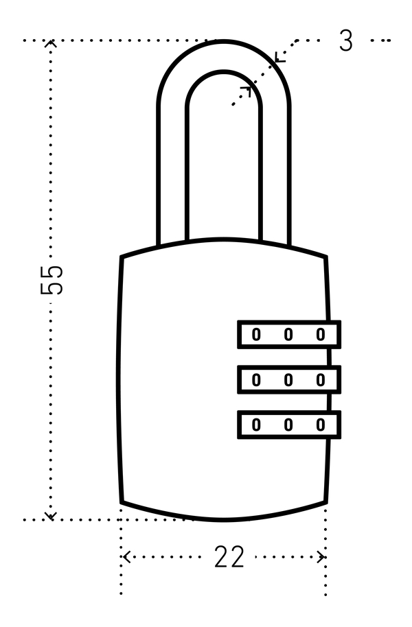 В упаковке - Замок навесной АЛЛЮР ВС1К-22/3 (HA816) черный кодовый d=3мм