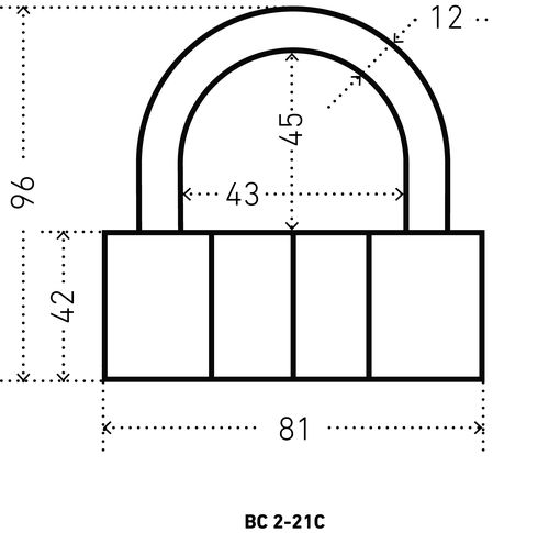 В упаковке - Замок навесной АЛЛЮР  ВС2-21С d12мм