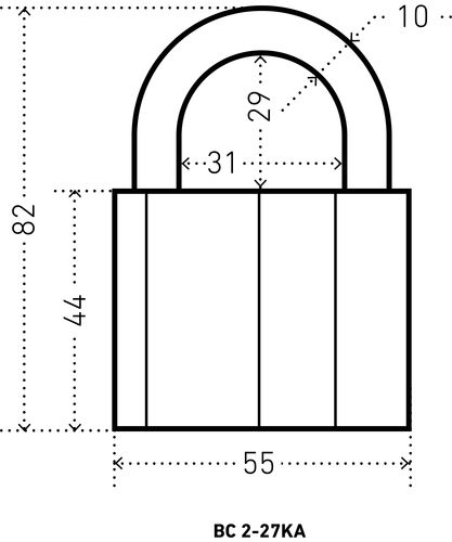 В упаковке - Замок навесной с одной секретностью АЛЛЮР  ВС2-27КА тип1 d10мм