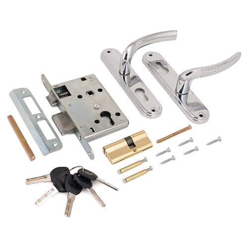 В упаковке - Замок врезной с/руч АЛЛЮР  ЗВ 4-132 CP хром