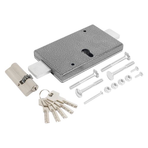 В упаковке - Замок накладной тяж.АЛЛЮР ЗГЦ серебро (аналог ЗГЦ, ЗНЦ Сельмаш)