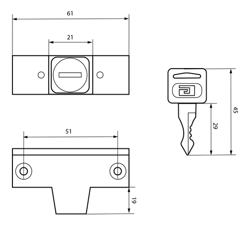 В упаковке - Замок накладной на окна АЛЛЮР ЗНБ-1А ДЕТСКИЙ БЛОКИРУЮЩИЙ