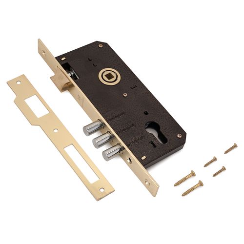 В упаковке - Замок врезной б/руч АЛЛЮР 9045-3RB GP без ц/м  (корпус)