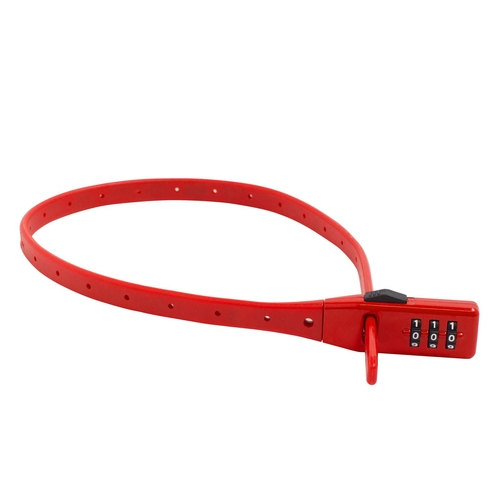 Замок навесной кодовый с нерж. тросом БУЛАТ ВС 455 НС (11*530) КРАСНЫЙ