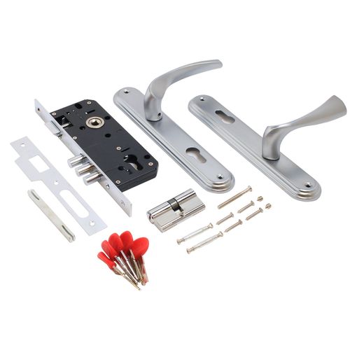 В упаковке - Замок врезной с/руч БУЛАТ ЗВ4-3.03.07 НОМОС титан  5 перф.кл.