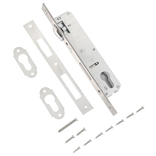 Замок врезной узкопроф. БУЛАТ  ЗВ 5-1.20.00.23.08 нерж. сталь 20мм ролик.зщ под ц/м