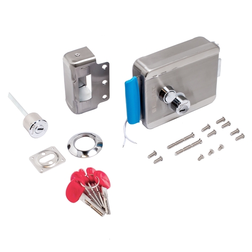 В упаковке - Замок накладной электромех. БУЛАТ ЗЭМн 850 НС нерж.сталь ДЛЯ КАЛИТОК И ВОРОТ