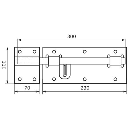 В упаковке - Засов гаражный с проушиной 300 мм черный d-16мм  Домарт