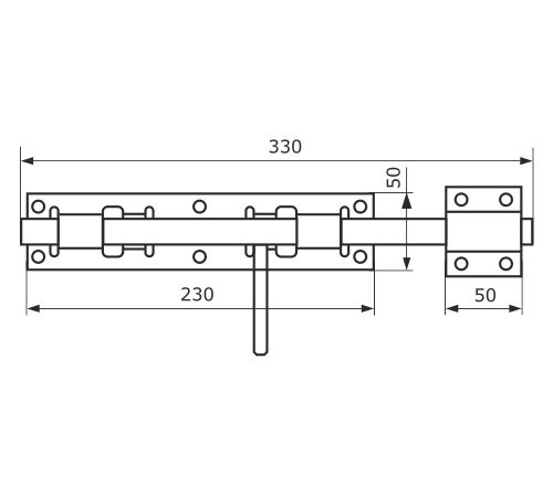 В упаковке - Засов дверной ЗД-300 медь антик d-16мм  Домарт