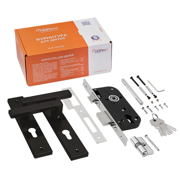 В упаковке - Замок врезной N109-70 Л (черный)  НОРА-М