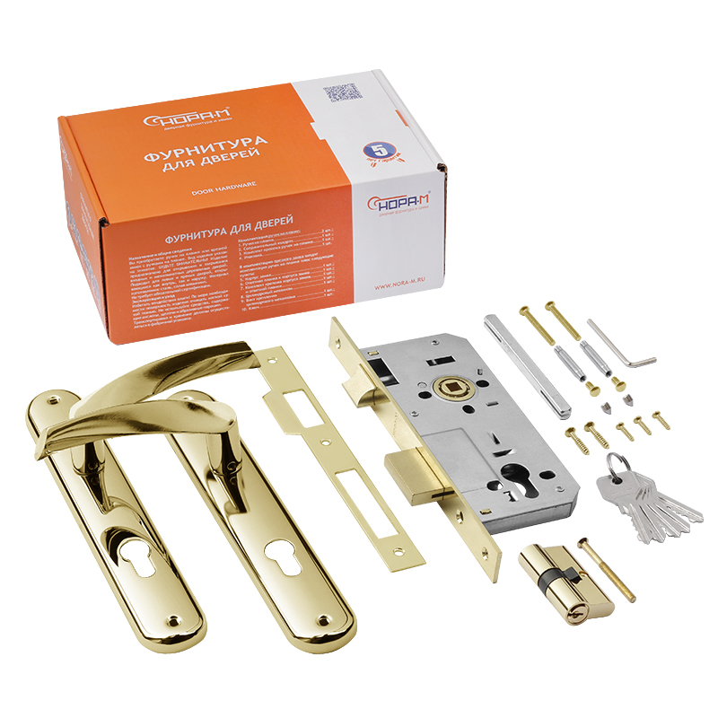 В упаковке - Замок врез. N100-85 К (золото)  НОРА-М