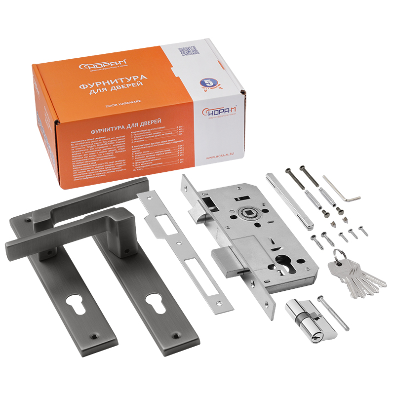 В упаковке - Замок врез. N111-85 К (графит)  НОРА-М