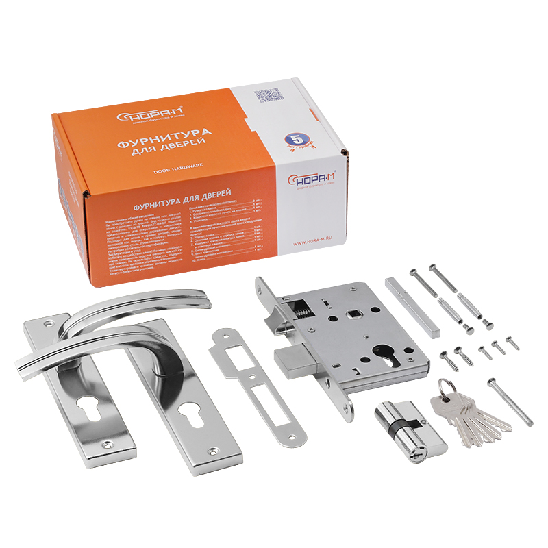 В упаковке - Замок врезной 706К-55 мм (хрои)  НОРА-М