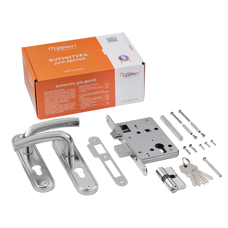 В упаковке - Замок врезной 796К-55 мм (хром)  НОРА-М