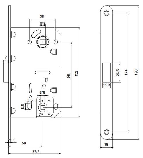 В упаковке - Защёлка врезная с фиксацией Code Deco 5300-MC-WC-BLM