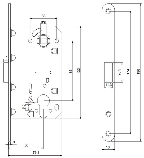 В упаковке - Замок врезной магнитный Code Deco 5300-MC-BLM