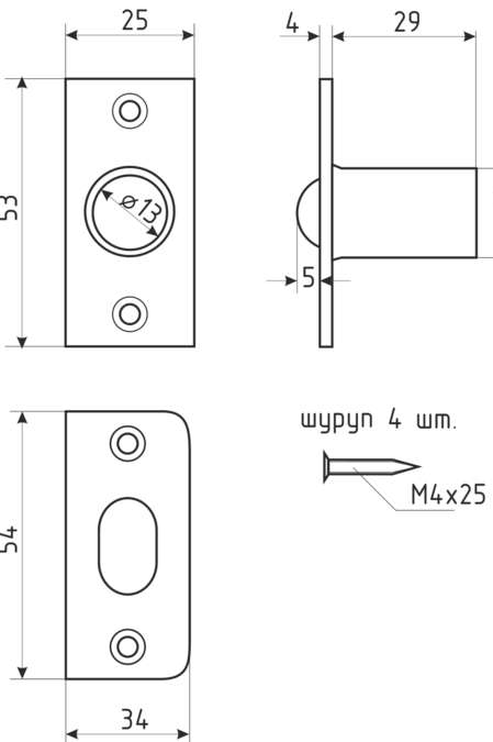 В упаковке - Защелка шариковая ЗШ2 (мат.зол.)  НОРА-М
