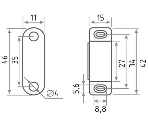 В упаковке - Защелка магнитная №4 (42мм) (коричневая) НОРА-М