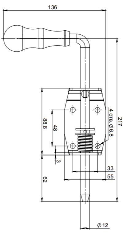 В упаковке - Засов гаражный полуавтомат с пружиной 210мм цинк (СИМЕКО)