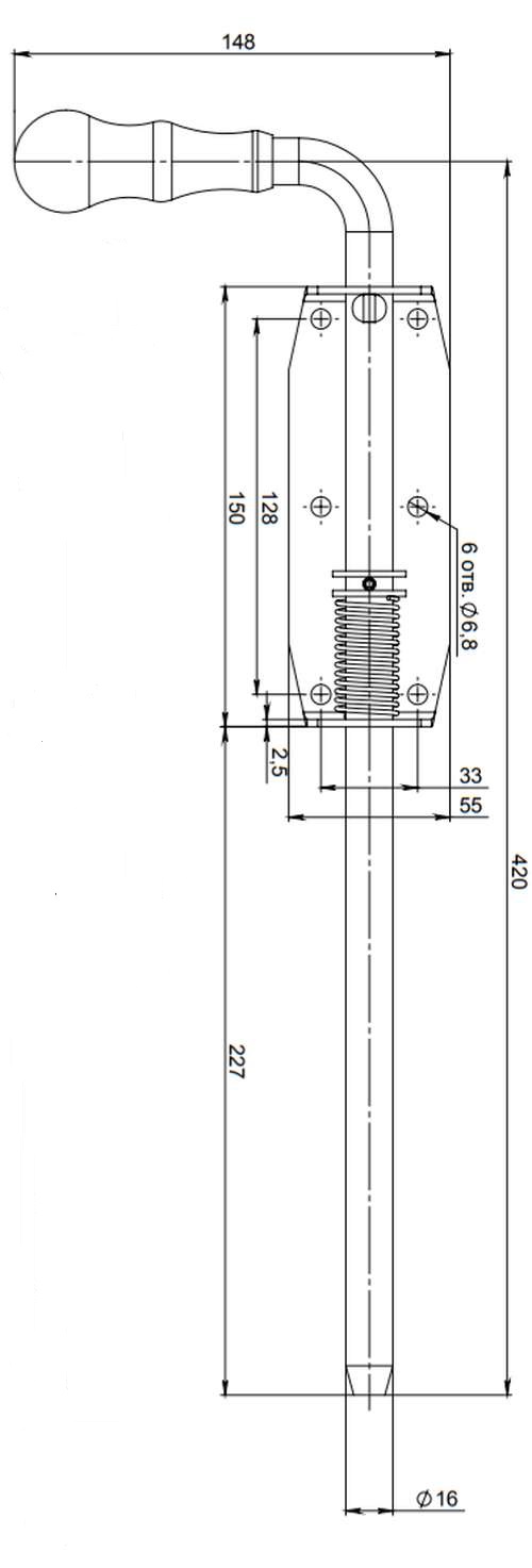 В упаковке - Засов гаражный полуавтомат с пружиной 420мм (СИМЕКО)