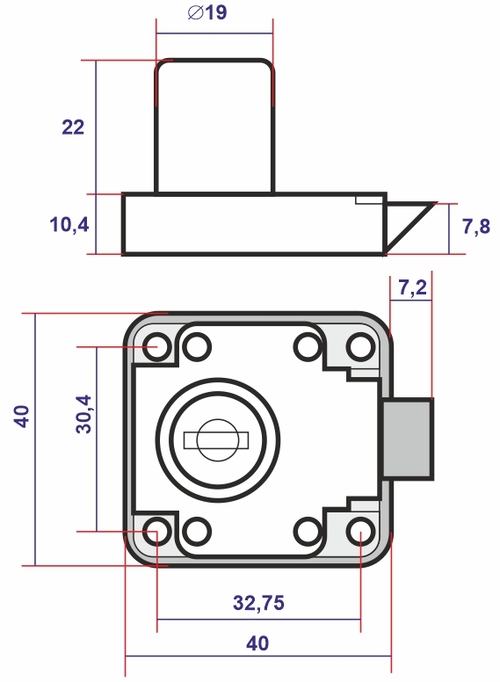 В упаковке - Замок мебельный 338 хром (автомат) СК