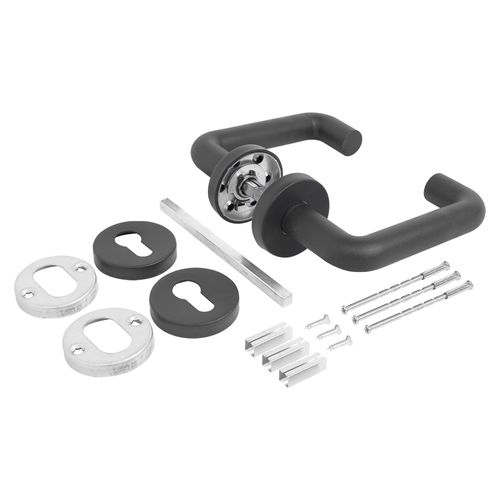 Комплект ручек СТАНДАРТ 0203 (60-100)/R01 BLACK (черный) с круглой накладкой под цил.мех.